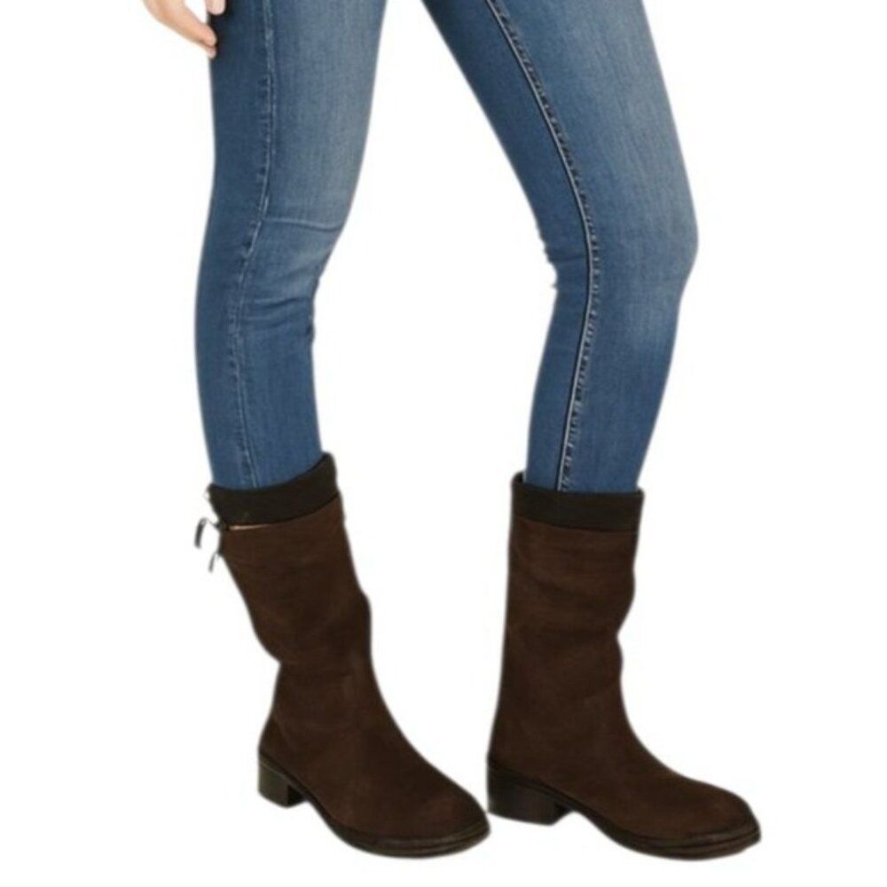 Lands End Boots Suede Leather Brown Sweater Top Winter Snow Kids Size 3 M YOUTH